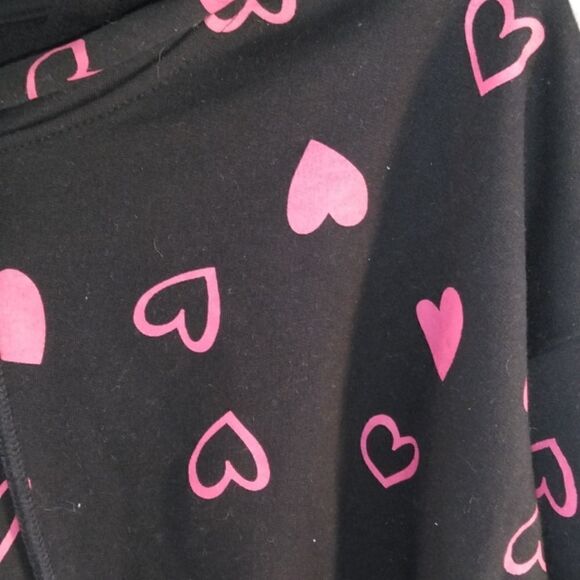 Cropped Plus Top Shirt Heart Printed Hoodie Sweatshirt Size XXL - Picture 2 of 6